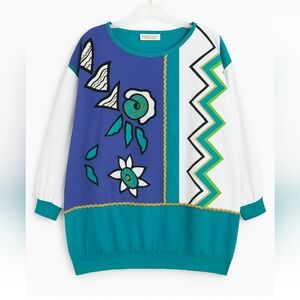 Vintage D.K. Gold Donnkenny Abstract Art Sweatshirt Top Colorblock L/XL